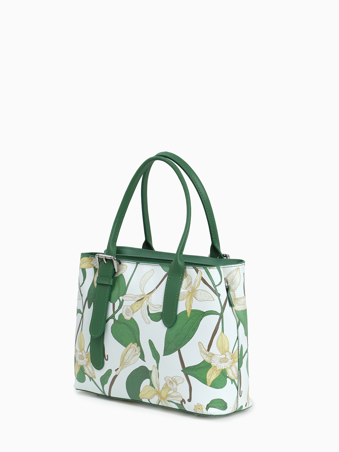Сумка-тоут с цветочным принтом и ручками зелёного оттенка от Folle