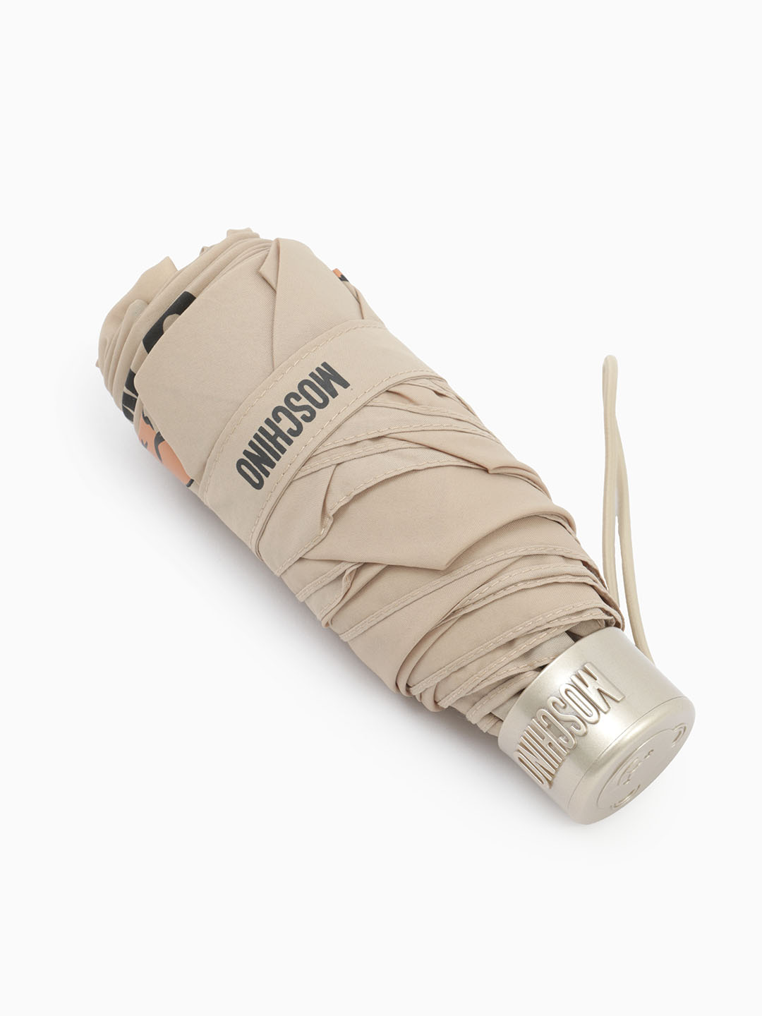 Зонт супермини от Moschino с тремя медведями в чехле в бежевом цвете