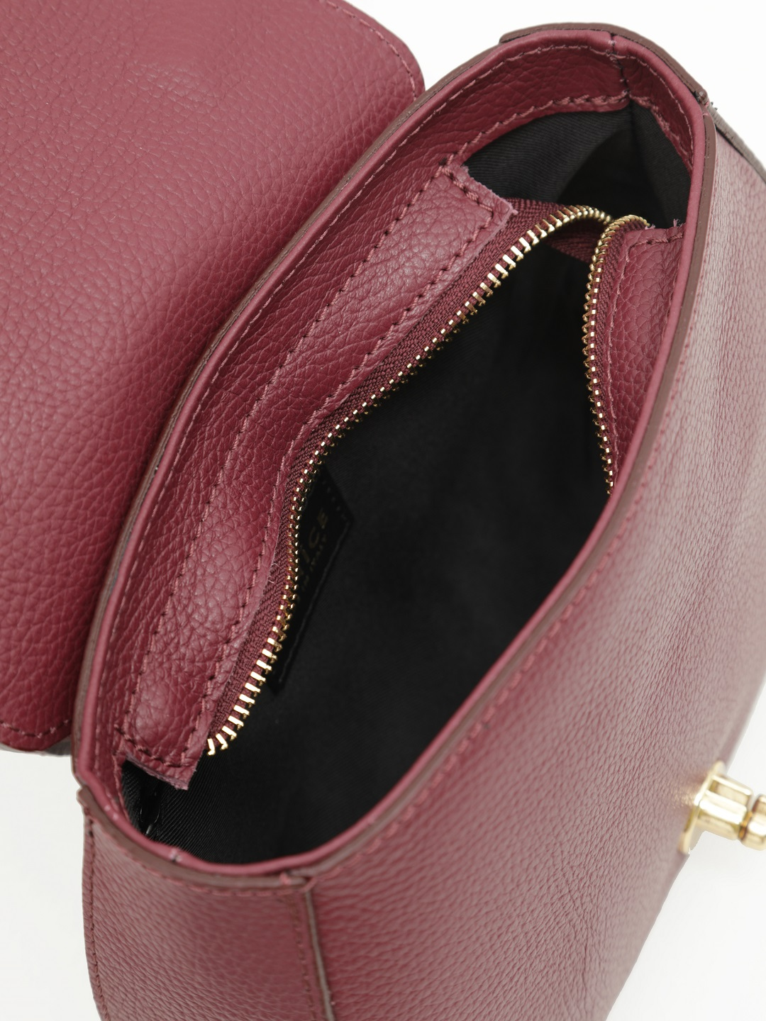 Боулер CLEMENTINA с клапаном и золотистой фурнитурой от BE NICE из натуральной кожи бордового цвета